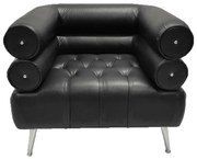 Bonsai Home Πολυθρόνα Chesterfield PU Μαύρο 93x72x81εκ