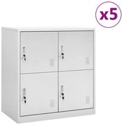 vidaXL Φοριαμοί 5 τεμ. Ανοιχτό Γκρι 90 x 45 x 92,5 εκ. Ατσάλινοι