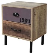 Κομοδίνο Number 09-1472 Με 2 Συρτάρια 40x30xH48cm Sonoma - White - Grey Μελαμίνη,Μέταλλο