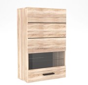 Βιτρίνα Solo Μονόφυλλη 65x35x109 Sonoma με λεπτομέρειες Wenge και MDF Καμπυλωτό τελείωμα TO-SOLO21W