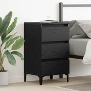 vidaXL κομοδίνο  με μεταλλικό πόδι Μαύρο Ξύλο 40x35x69 εκ