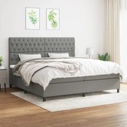 Κρεβάτι Boxspring με Στρώμα Σκούρο Γκρι 200x200 εκ. Υφασμάτινο