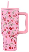 ESTIA ΘΕΡΜΟΣ STRAW TUMBLER XL SAVE THE AEGEAN 900ml CHERRY ROSE 01-32081