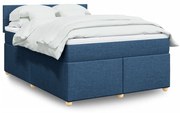 Κρεβάτι Boxspring με Στρώμα Μπλε 140x200 εκ. Υφασμάτινο - Μπλε