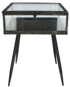 Supergreens Τραπέζι Βιτρίνα Μεταλλική Μαύρη 36x36x48 εκ.