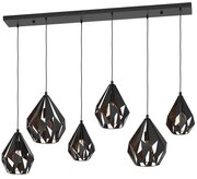 Φωτιστικό Οροφής - Ράγα Carlton 43846 145,5x38,5x107cm 6xΕ27 40W Black-Copper Eglo Ατσάλι