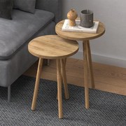 Τραπεζάκια βοηθητικά σετ 2 τμχ Roma Megapap χρώμα oak Ø34x46εκ.-GP022-0097,3