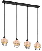 Φωτιστικό Οροφής - Ράγα Borka R31264036 95x17x150cm 4xE27 40W Natural-Black RL Lighting