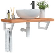 vidaXL Ράφι Νιπτήρα Τοίχου από Ατσάλι / Μασίφ Ξύλο Οξιάς