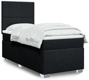 vidaXL Κρεβάτι Boxspring με Στρώμα Μαύρο 100 x 200 εκ. Υφασμάτινο