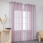 Κουρτίνα γάζα δίχρωμη με 8 μεταλλικούς κρίκους Art 8442 140x270 Ροζ Beauty Home