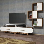 Σύνθεση Τηλεόρασης Flora 845HCT3034 205x36,8x50cm Walnut-White