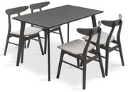 Tραπεζαρία Benson - Orlean pakoworld σετ 5τμχ rustic grey-ύφασμα γκρι 120x75x75εκ - 200-000185 - 200-000185