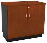 WOODWELL ΕΟ993,1ΝΤΟΥΛΑΠΙ Χαμηλό Γραφείου Δίφυλλο με 2 Ράφια, Απόχρωση Dark Grey - Cherry 80x45x75cm ΕΟ993,1