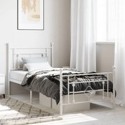 vidaXL Πλαίσιο Κρεβατιού με Κεφαλάρι&amp;Ποδαρικό Λευκό 100x190εκ. Μέταλλο