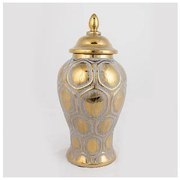 Βάζο Κεραμικό Γκρι &amp; Χρυσό 16x16x33.8cm 752-20019 Estheti 752-20019 Χρυσό