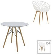 Σετ Τραπεζαρίας Ezra-Julita 5τεμ pp-mdf σε λευκό-φυσική απόχρωση Φ80x73εκ 80x80x73 εκ.