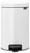 Κάδος με πεντάλ Brabantia NewIcon 649019, 12 L, Ομαλό κλείσιμο, Αντιολισθητική βάση, Λευκό