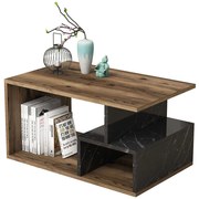 Τραπέζι Σαλονιού Arte 389MZA1145 90x42x54cm Marble Effect Black-Walnut