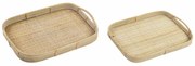 Σετ Δίσκων DKD Home Decor Καφέ ρατάν (51.5 x 36 x 7.5 cm) (44.5 x 31.5 x 6 cm) (2 pcs)