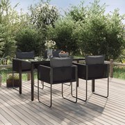 vidaXL Σετ Τραπεζαρίας Κήπου 5 Τεμαχίων Μαύρο