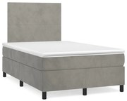 vidaXL Κρεβάτι Boxspring με Στρώμα &amp; LED Αν.Γκρι 120x190εκ. Βελούδινο