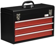 Εργαλειοθήκη DURHAND, κασετίνα εργαλείων, 3 συρτάρια, κλειδωμένη, ατσάλινο περίβλημα, μαύρο+κόκκινο, 51 x 22 x 32 cm