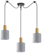 SE21-GM-4-BL3-SH2 ADEPT TUBE Gold Matt Pendant Grey Fabric Shade+ HOMELIGHTING 77-8605