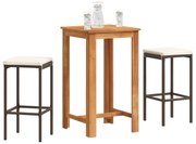 vidaXL Σετ Μπαρ Κήπου 3 Τεμ. Καφέ Μασίφ Ξύλο Ακακίας και Συνθ. Ρατάν