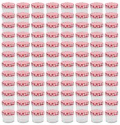 vidaXL Βάζα Μαρμελάδας 96 τεμ. 110 ml Γυάλινα με Κόκκινα/Λευκά Καπάκια