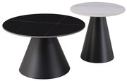 ΤΡΑΠΕΖΙΑ ΣΑΛΟΝΙΟΥ RIDGE HM18266.10 ΚΕΡΑΜΙΚΑ TOP ΜΕ ΟΨΗ ΜΑΥΡΟΥ-ΛΕΥΚΟΥ ΜΑΡΜΑΡΟΥ Φ50εκ &amp; Φ70εκ