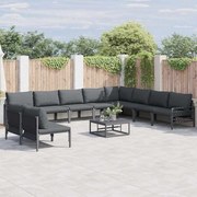 vidaXL Σετ Καναπέ Κήπου 10 pcs Ανθρακί Ατσάλι