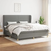 Κρεβάτι Boxspring με Στρώμα Σκούρο Γκρι 200x200 εκ. Υφασμάτινο