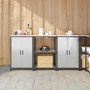 vidaXL Σετ Αποθήκευσης Κουζίνας με ράφι με πόρτα 3 pcs Ασημί Ατσάλι