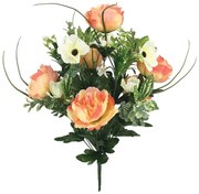 Τεχνητό Μπουκέτο Τριαντάφυλλο &amp; Παπαρούνα 00-00028-3 50cm Ecru-Somon Marhome Συνθετικό Υλικό