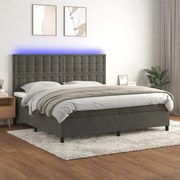 ΚΡΕΒΑΤΙ BOXSPRING ΜΕ ΣΤΡΩΜΑ &amp; LED ΣΚ. ΓΚΡΙ 200X200ΕΚ. ΒΕΛΟΥΔΙΝΟ 3136384