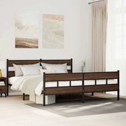 vidaXL Σκελετός Κρεβ. Χωρίς Στρώμα Καφέ Δρυς 183x213 εκ. Μεταλλικό
