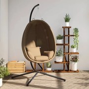 vidaXL Πολυθρόνα Egg Κρεμαστή με Βάση Taupe Ύφασμα / Ατσάλι