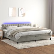 ΚΡΕΒΑΤΙ BOXSPRING ΜΕ ΣΤΡΩΜΑ &amp; LED ΑΝ.ΓΚΡΙ 200X200 ΕΚ. ΒΕΛΟΥΔΙΝΟ 3134603