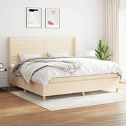 vidaXL Κρεβάτι Boxspring με Στρώμα Κρεμ 200x200 εκ. Υφασμάτινο