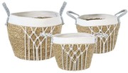 Καλάθια - Κασπώ Sardinia (Σετ 3Τμχ) 20335 Φ25x20/Φ30x27/Φ35x30cm Natural-Beige GloboStar Grass