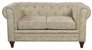 CHESTERFIELD Kαναπές 2Θέσιος Σαλονιού - Καθιστικού, Ύφασμα Απόχρωση Μπεζ 150x82x77cm