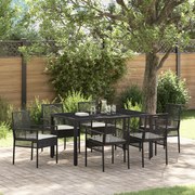 vidaXL Σέτ φαγητού για κήπο 7 pcs Μαύρο 150 x 90 x 75 cm