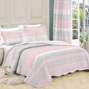 Κουβερλί Σετ 3τμχ Grey-Pink 408 Dim Διπλό 220x240cm 100% Βαμβακερό Περκάλι