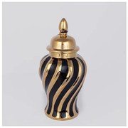 Βάζο Κεραμικό Χρυσό &amp; Μαύρο 14.8x14.8x30cm 752-20034 Estheti-752-20034-Μαύρο-Χρυσό 752-20034