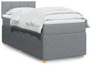 Κρεβάτι Boxspring με Στρώμα Ανοιχτό Γκρι 100x200 εκ. Υφασμάτινο