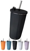 Θερμός - ποτήρι με μεταλλικό καλαμάκι 600ml JB-293 Μαύρο/Λευκό/Ροζ/Πράσινο/Πορτοκαλί