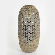 Βάζο Κεραμικό Γκρι-Χρυσό 15,5x15,5x32,5εκ. ESTHETI 752-20236
