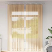 vidaXL Κουρτίνες Voile με τσέπες ράβδου 2 τεμάχια Χρώμα Άμμου