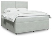 vidaXL Κρεβάτι Boxspring με Στρώμα Ανοιχτό Γκρι 180x200 εκ. Βελούδινο